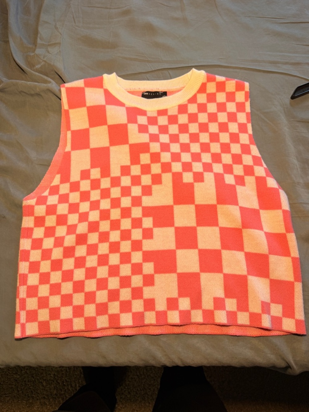 ASOS Pink and White Checkerboard Knit Tank Top EXCELLENT CONDITION